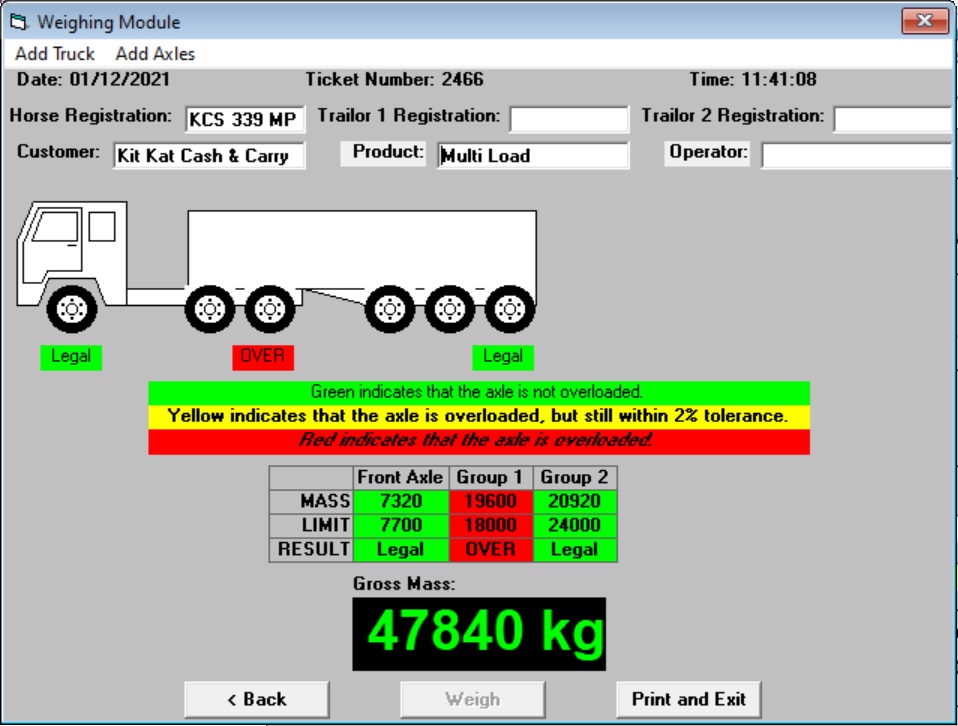 Weighbridge axle weighing software